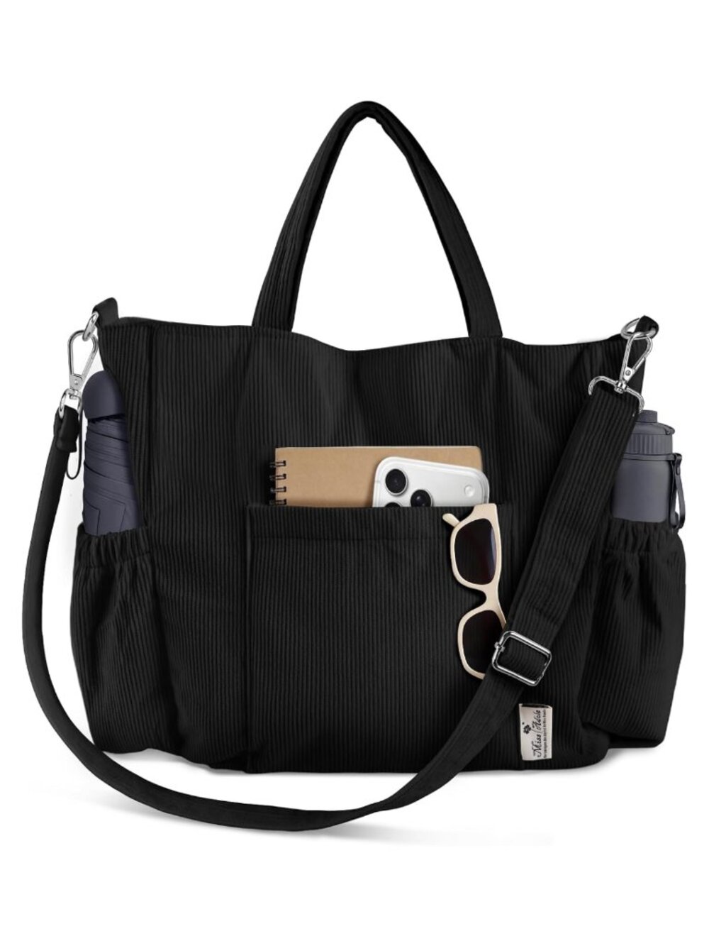 Corduroy Crossbody Tote Bag Satchel 15 inch Laptop Large Multi Pocket